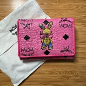 MCM Rabbit Tri-fold Wallet Pink